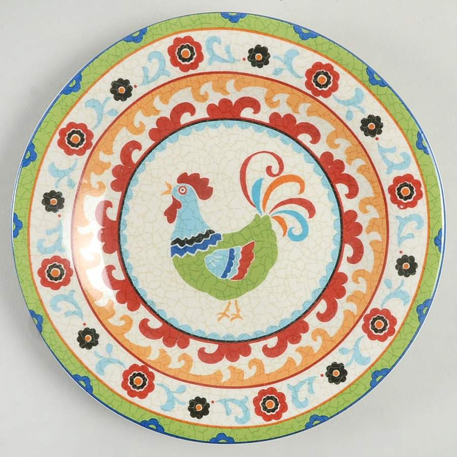 Suzani Rooster Appetizer Plate by 222 Fifth (PTS)-1