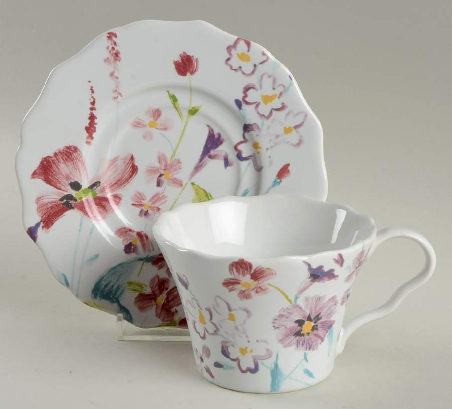 Garden Beauty Flat Cup & Saucer Set by 222 Fifth (PTS)-1