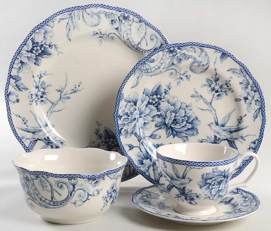 Adelaide Blue and White 5 Piece Place Setting by 222 Fifth (PTS)-1