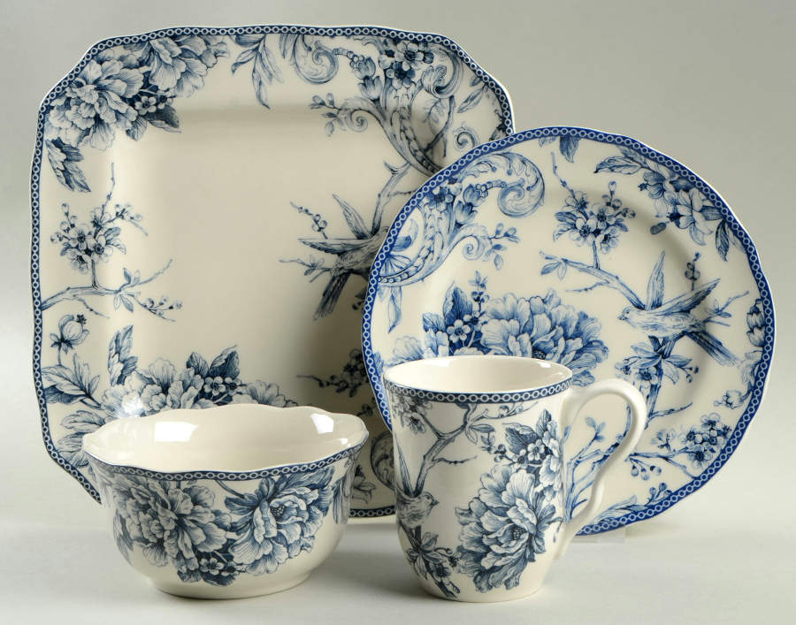 Adelaide Blue and White 4 Piece Place Setting by 222 Fifth (PTS)-1