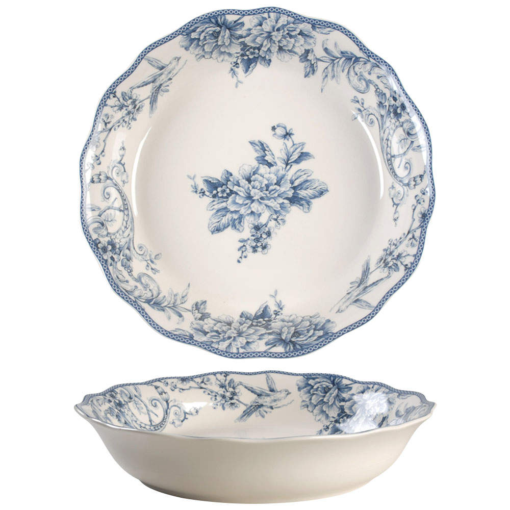 Adelaide Blue and White 13" Pasta Serving Bowl by 222 Fifth (PTS)-1