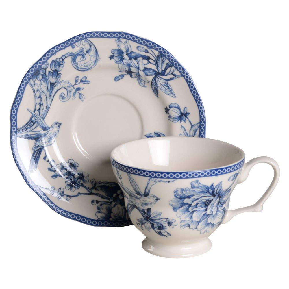 Adelaide Blue and White Footed Cup & Saucer Set by 222 Fifth (PTS)-1