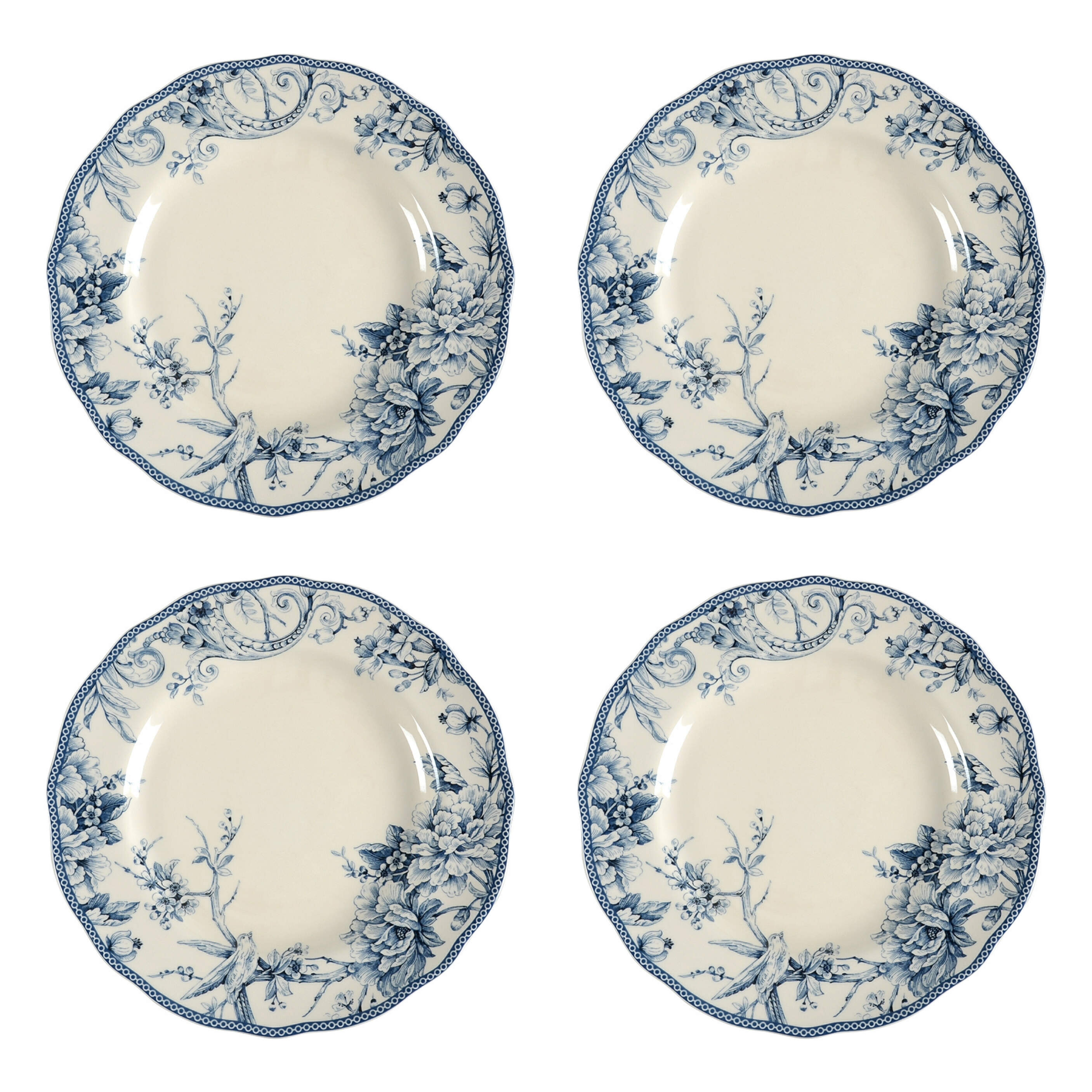 Adelaide Blue and White Dinner Plate - Set of 4 by 222 Fifth (PTS)-1