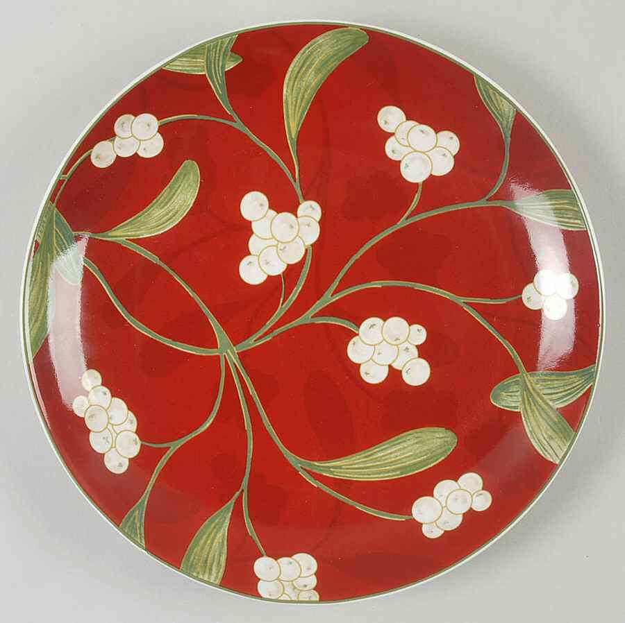 Mistletoe Red Salad Plate by 222 Fifth (PTS)-1