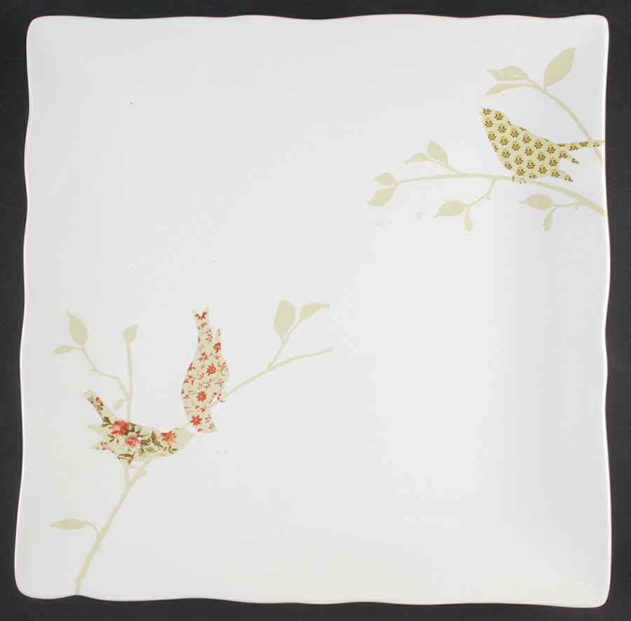 Chintz Birds 12" Square Serving Platter by 222 Fifth (PTS)-1