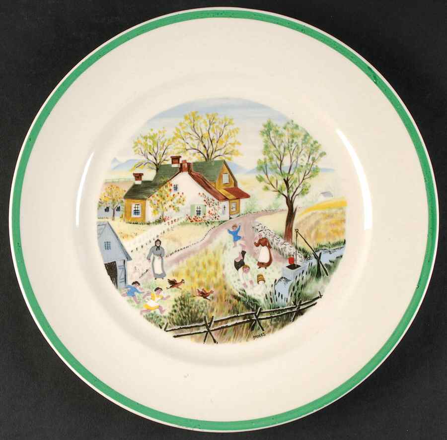 Grandma Moses (Green Band) Dinner Plate by Atlas China (NY)-1