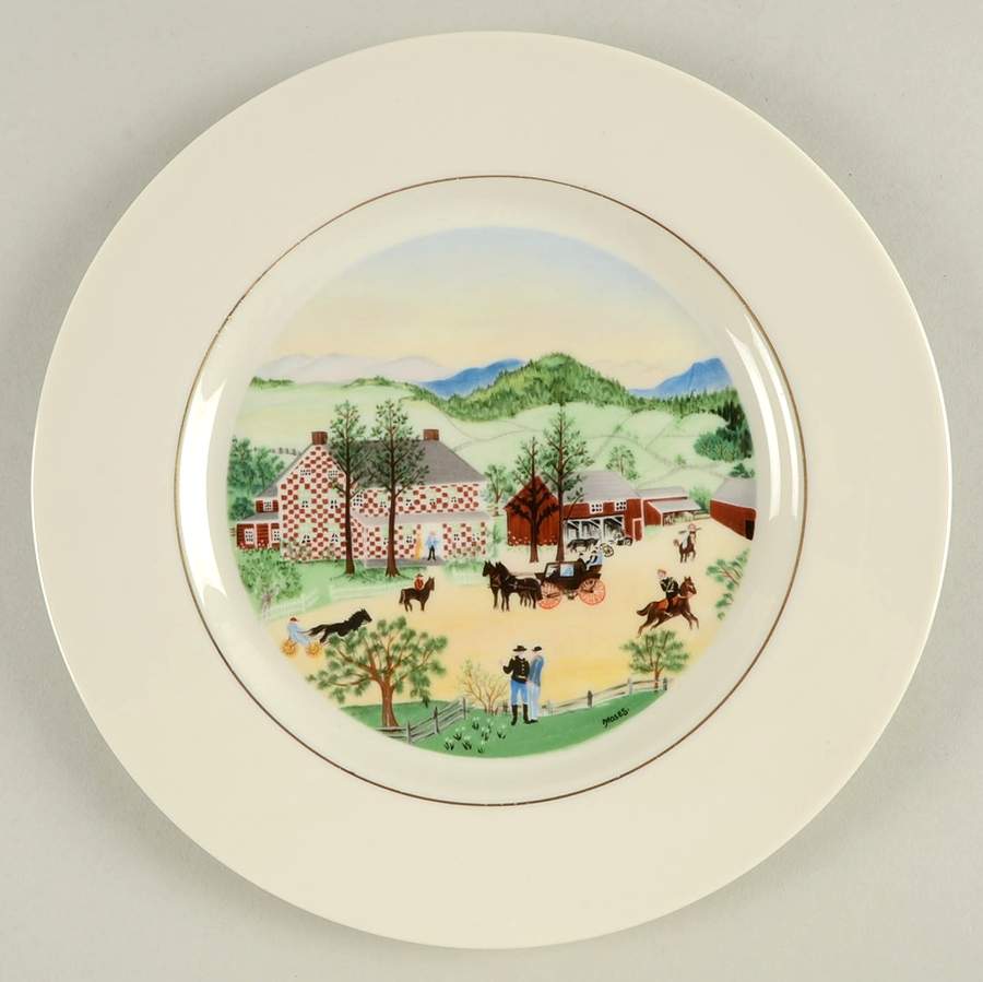 Grandma Moses (Gold Verge) Dinner Plate by Atlas China (NY)-1