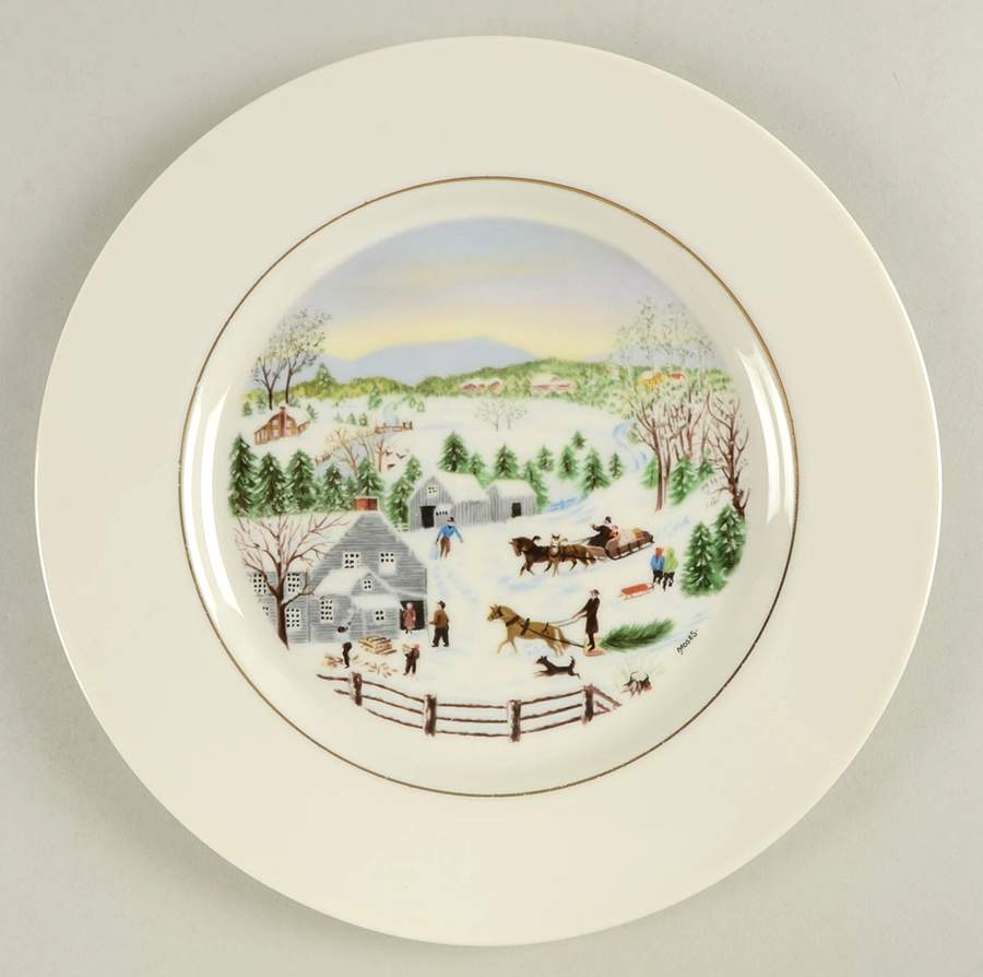 Grandma Moses (Gold Verge) Dinner Plate by Atlas China (NY)-1