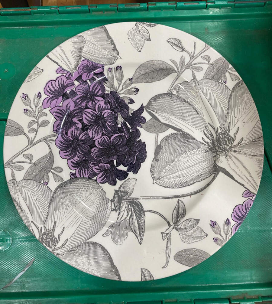 Clematis Purple 12" Chop Plate (Round Platter) by Andrew Tanner-1