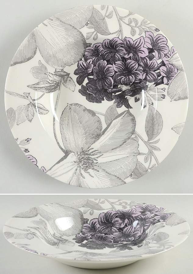 Clematis Purple Large Rim Soup Bowl by Andrew Tanner-1