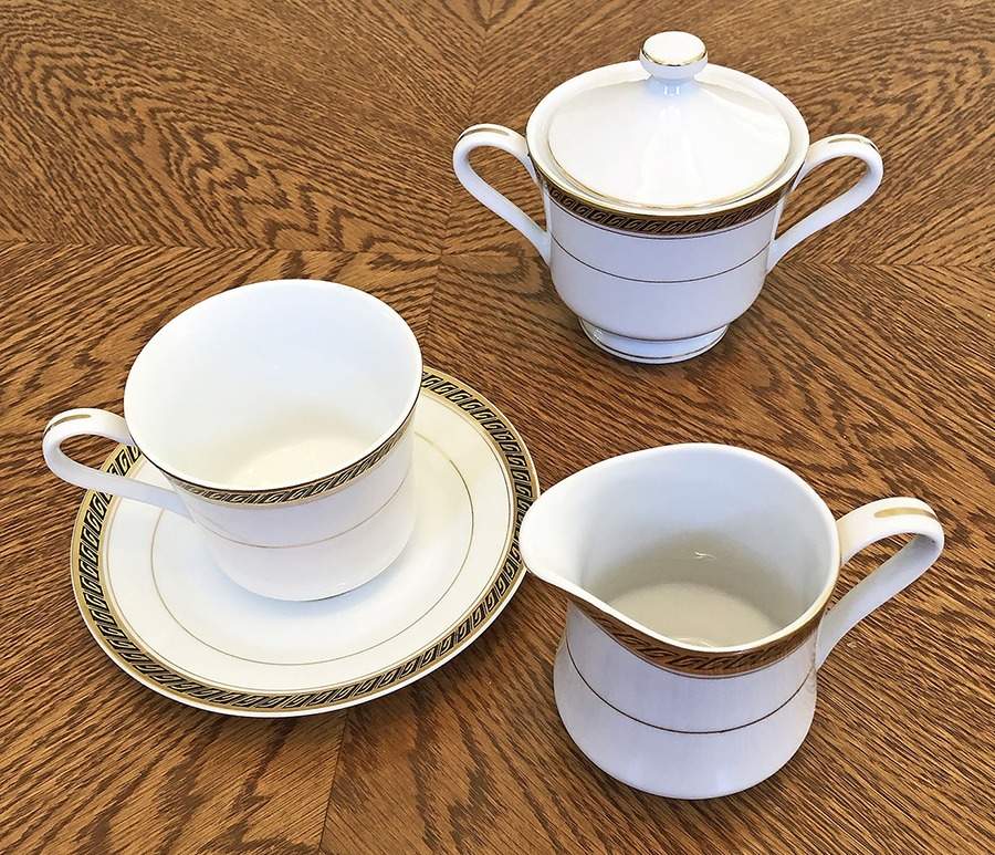 Gold Linda (Clank & Gold Edge) Footed Cup & Saucer Set by Acsons-1