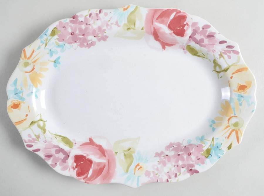 Floral Fete 14" Oval Serving Platter by 222 Fifth (PTS)-1