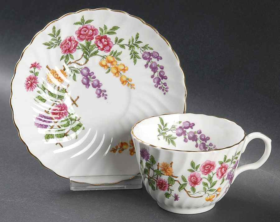 C204 Flat Cup & Saucer Set by John  Aynsley & Sons-1