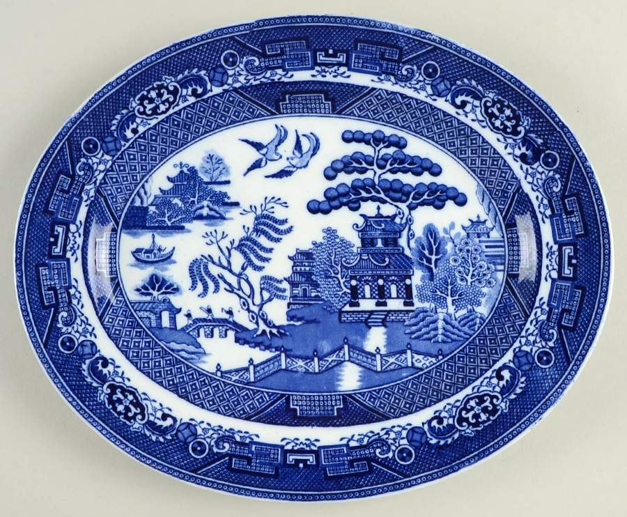 Willow Blue (Smooth) 12" Oval Serving Platter by Adderley-1
