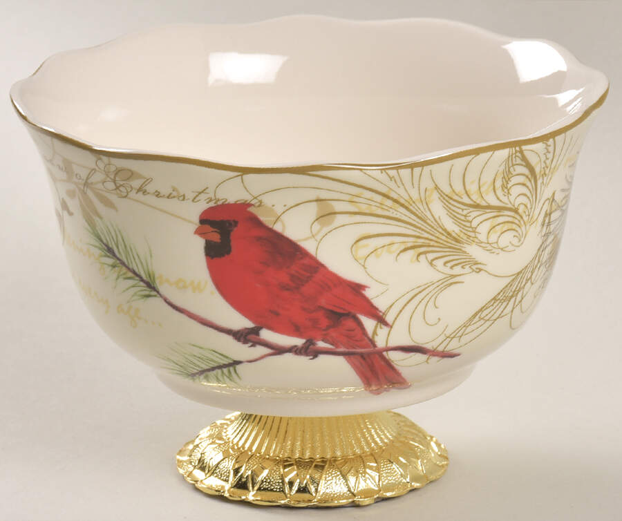 Holiday Wishes 6"-7" Handled Footed Nut Dish HC by 222 Fifth (PTS)-1