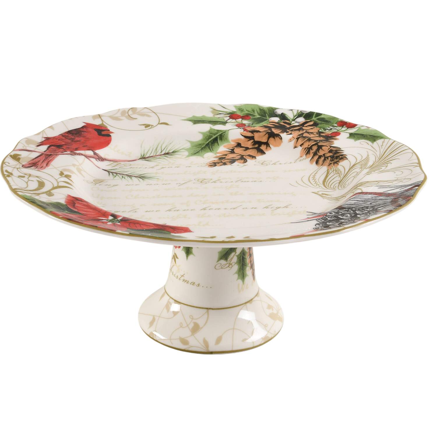 Holiday Wishes 11" Diameter Pedestal Cake Stand by 222 Fifth (PTS)-1