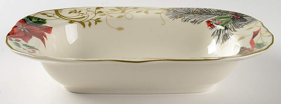 Holiday Wishes 11" Oval Vegetable Bowl by 222 Fifth (PTS)-1