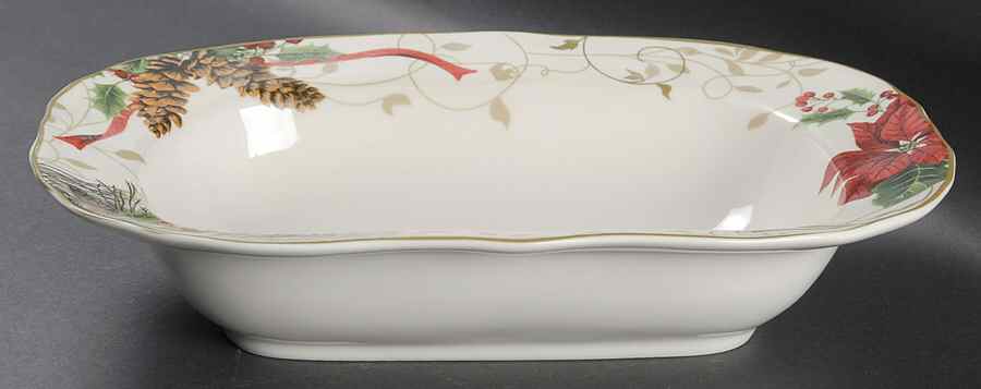 Holiday Wishes 11" Oval Vegetable Bowl by 222 Fifth (PTS)-1