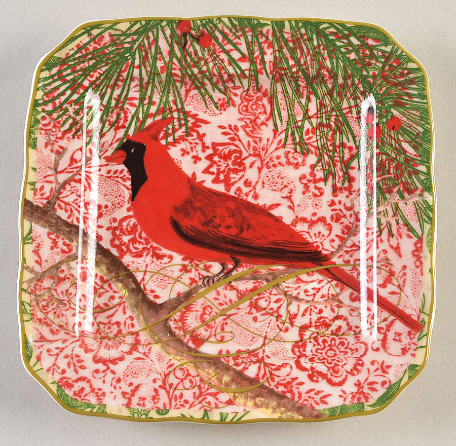 Holiday Decoupage Square Appetizer Plate by 222 Fifth (PTS)-1