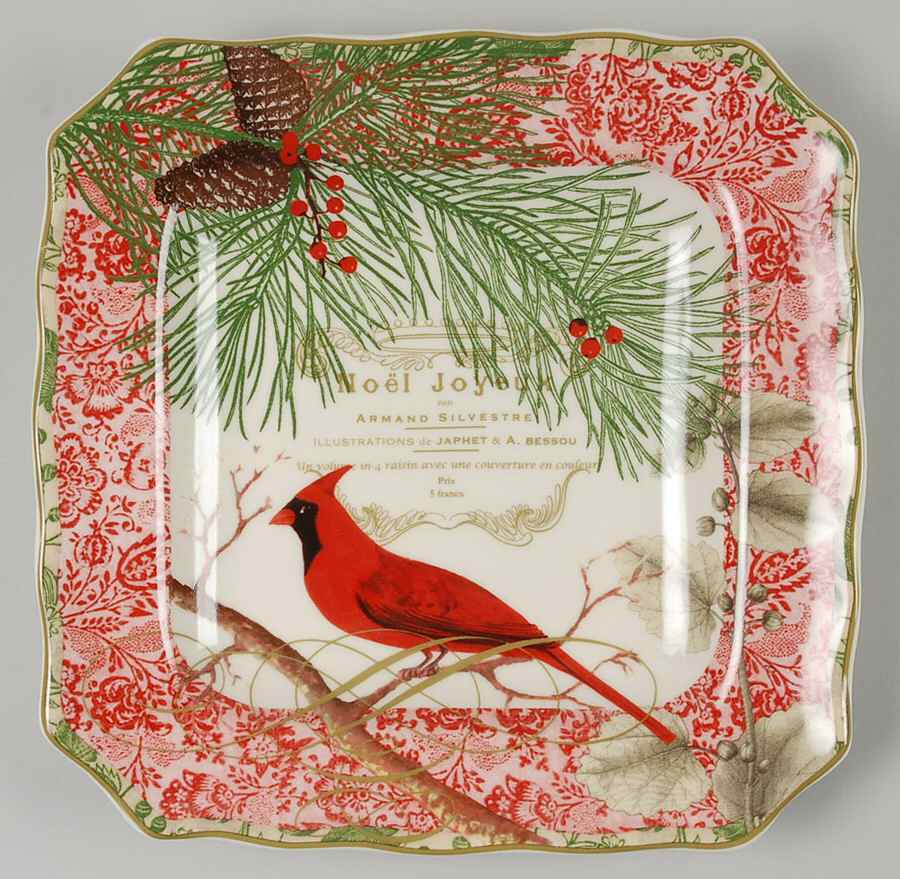 Holiday Decoupage Square Salad Plate by 222 Fifth (PTS)-1