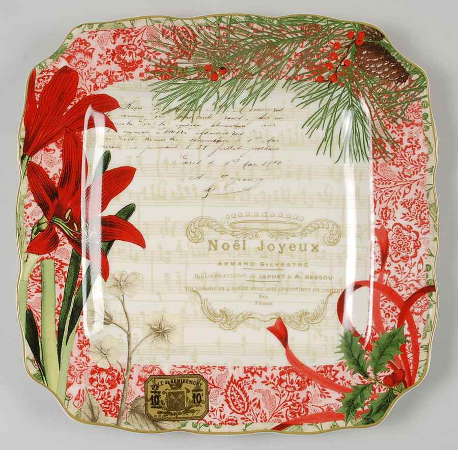 Holiday Decoupage Square Dinner Plate by 222 Fifth (PTS)-1