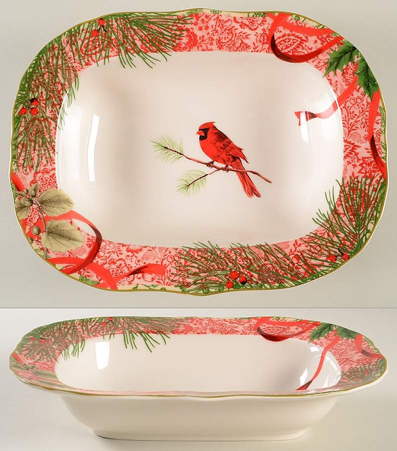 Holiday Decoupage 11" Oval Vegetable Bowl by 222 Fifth (PTS)-1
