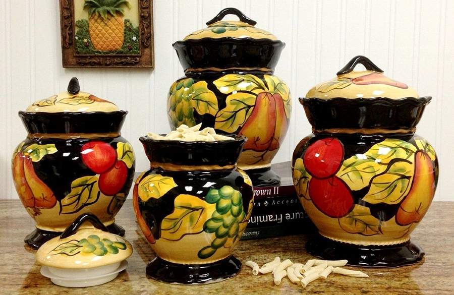 Winter Fruit (4 Piece) Canister Set (Box Set) by Casa Vero-1