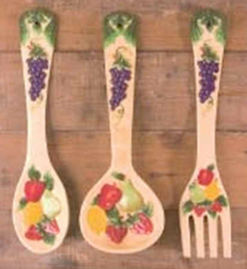 Home Fruit 3 Pc Hanging Wall Utensils (Fork, Spoon & Ladle) by Casa Vero-1