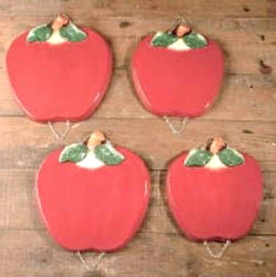 Red Apple (Set/4) Tin Stove Covers-2 8" & 2 10" Round Covers by Casa Vero-1
