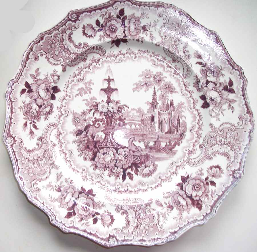 Fountain Scenery Mulberry Dinner Plate by Adams China-1