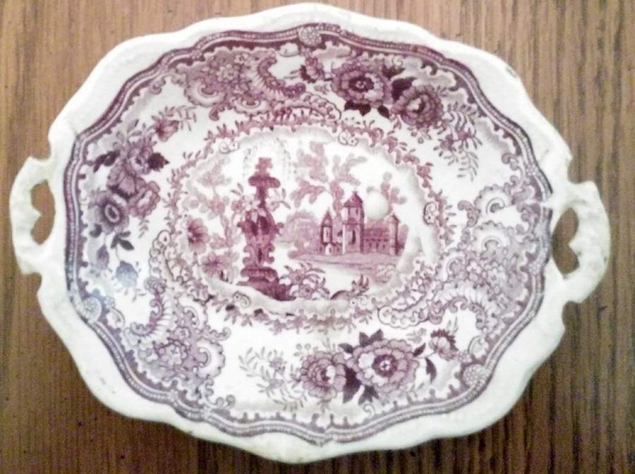 Fountain Scenery Mulberry Pickle Dish by Adams China-1