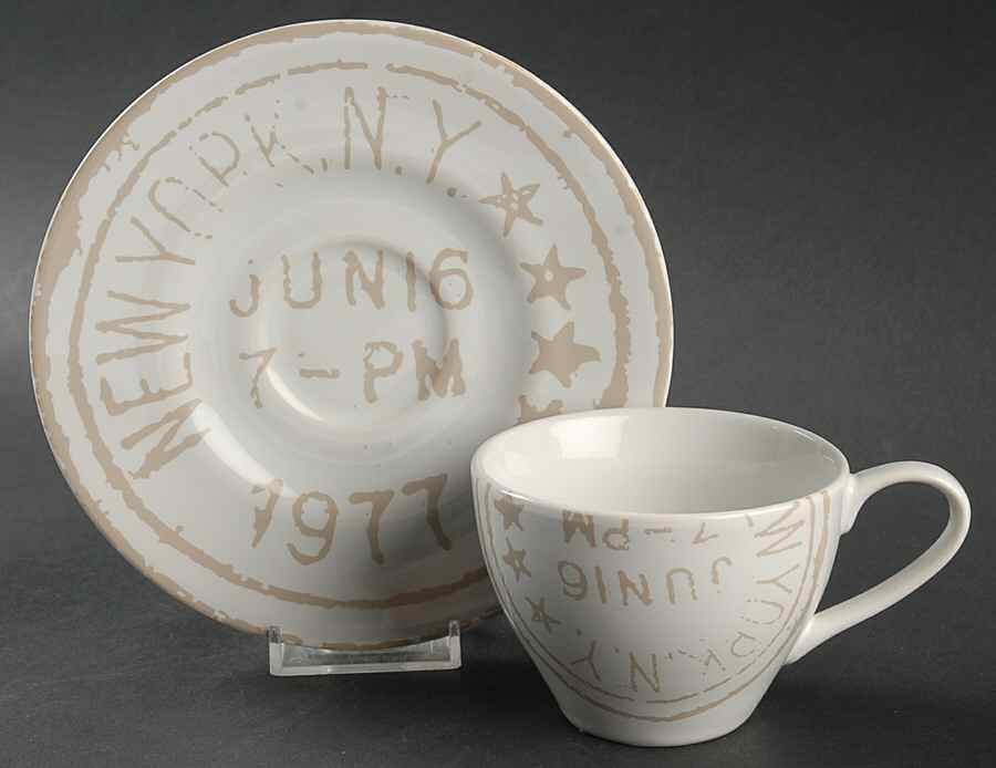Post Mark Flat Cup & Saucer Set by 222 Fifth (PTS)-1