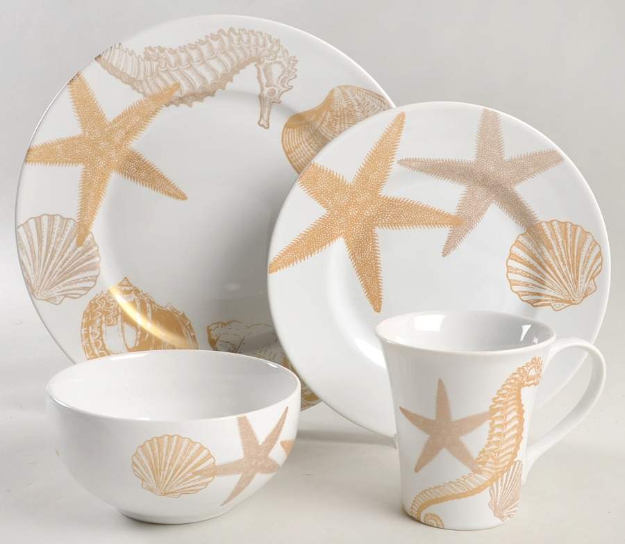 Coastal Life Gold (Yellow) 4 Piece Place Setting by 222 Fifth (PTS)-1