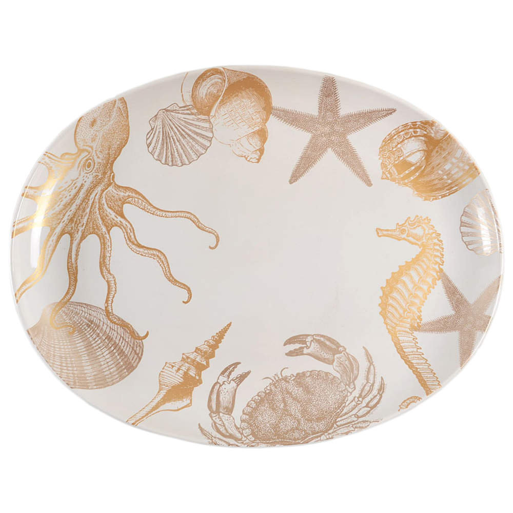 Coastal Life Gold (Yellow) 18" Oval Serving Platter by 222 Fifth (PTS)-1