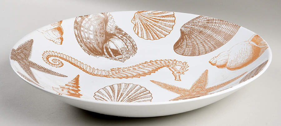 Coastal Life Gold (Yellow) 13" Pasta Serving Bowl by 222 Fifth (PTS)-1