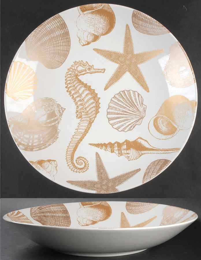 Coastal Life Gold (Yellow) 13" Oval Serving Platter by 222 Fifth (PTS)-1