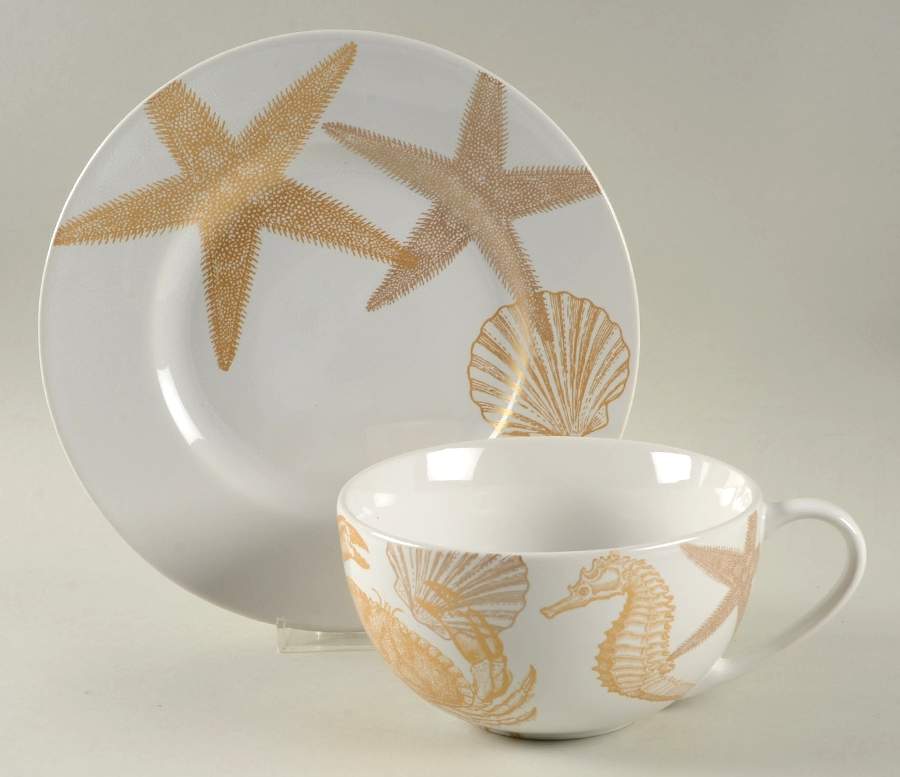 Coastal Life Gold (Yellow) Soup Mug & Sandwich Set (SOMUG & SPM4) by 222 Fifth (PTS)-1