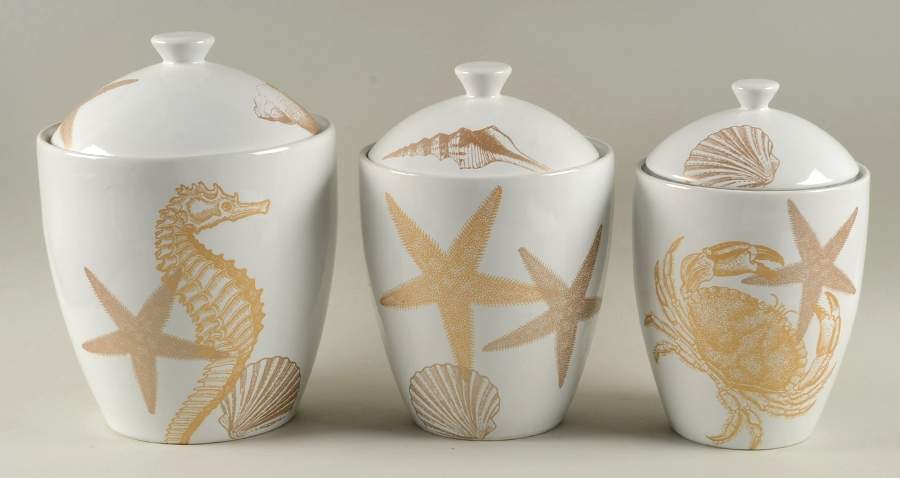 Coastal Life Gold (Yellow) (3 Piece) Canister Set (Box Set) by 222 Fifth (PTS)-1