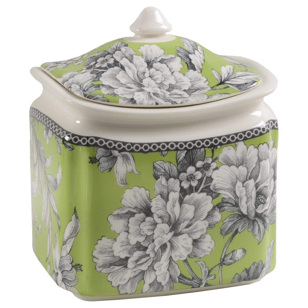 Adelaide Green and White Small Canister & Lid by 222 Fifth (PTS)-1