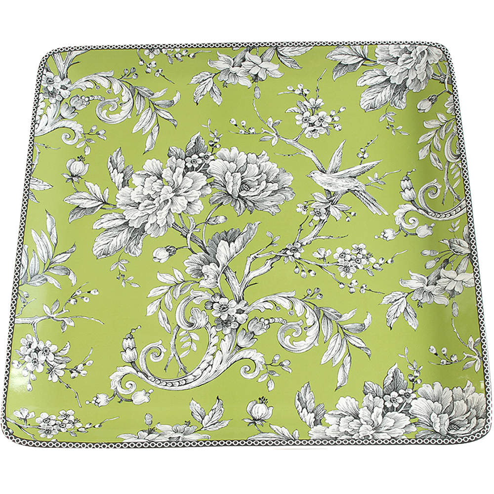 Adelaide Green and White 14" Square Platter by 222 Fifth (PTS)-1