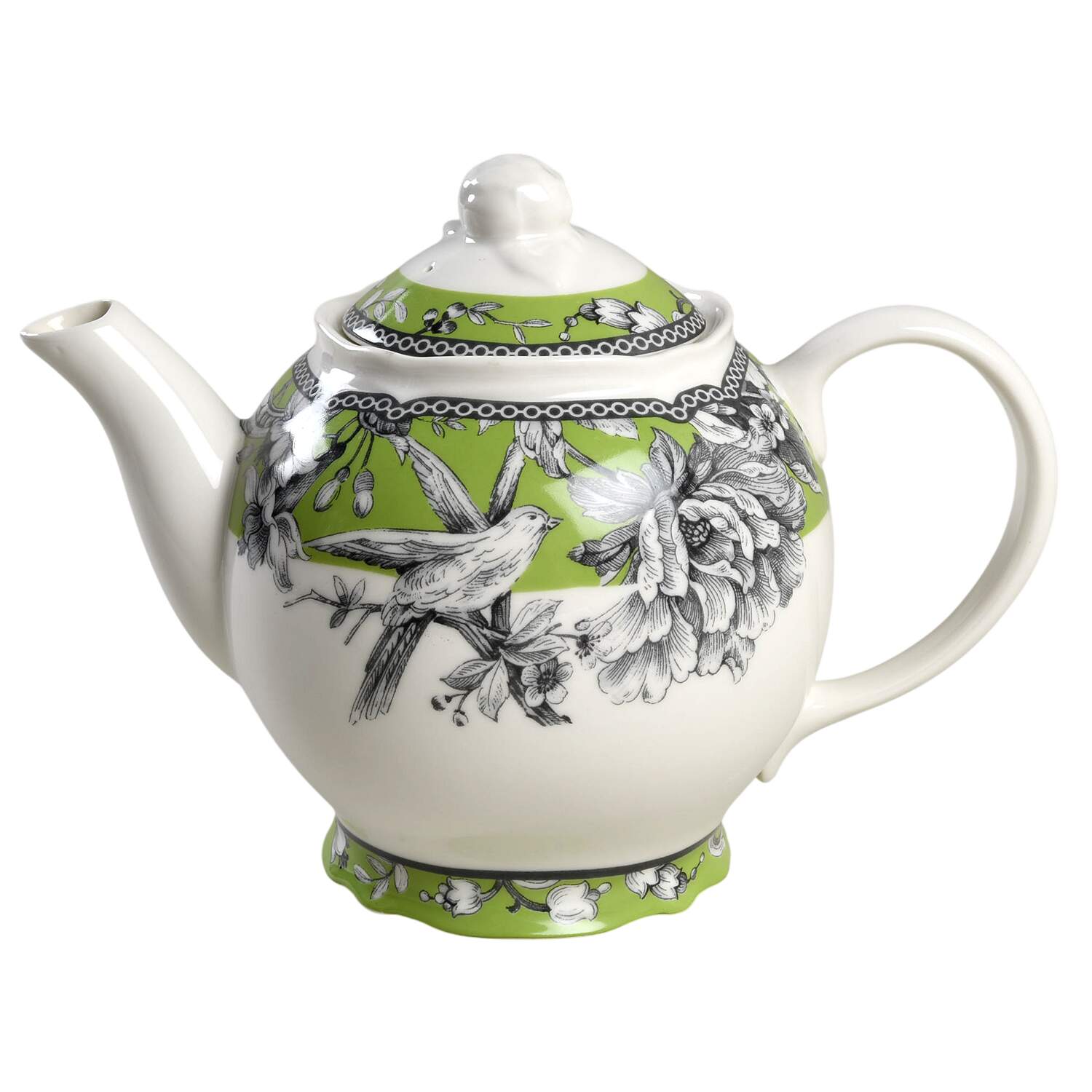 Adelaide Green and White Teapot & Lid by 222 Fifth (PTS)-1