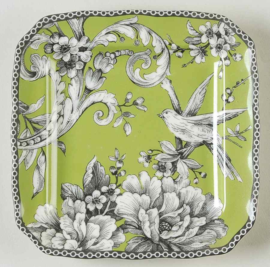 Adelaide Green and White Square Appetizer Plate by 222 Fifth (PTS)-1