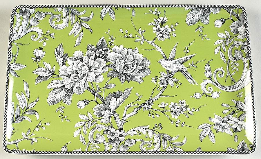 Adelaide Green and White 15" Rectangular Serving Platter by 222 Fifth (PTS)-1