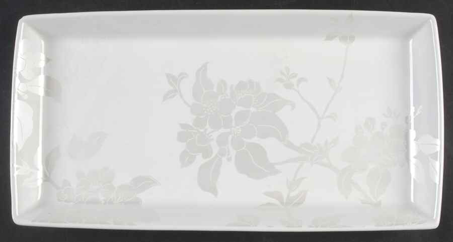 Plum Blossom Platinum 13" Rectangular Serving Platter by 222 Fifth (PTS)-1