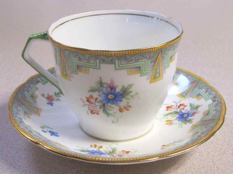 B3870 Flat Cup & Saucer Set by John  Aynsley & Sons-1