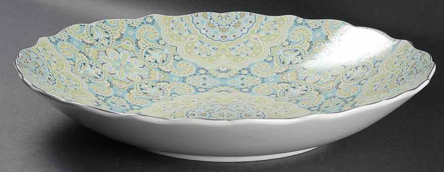 Lyria Teal 13" Pasta Serving Bowl by 222 Fifth (PTS)-1