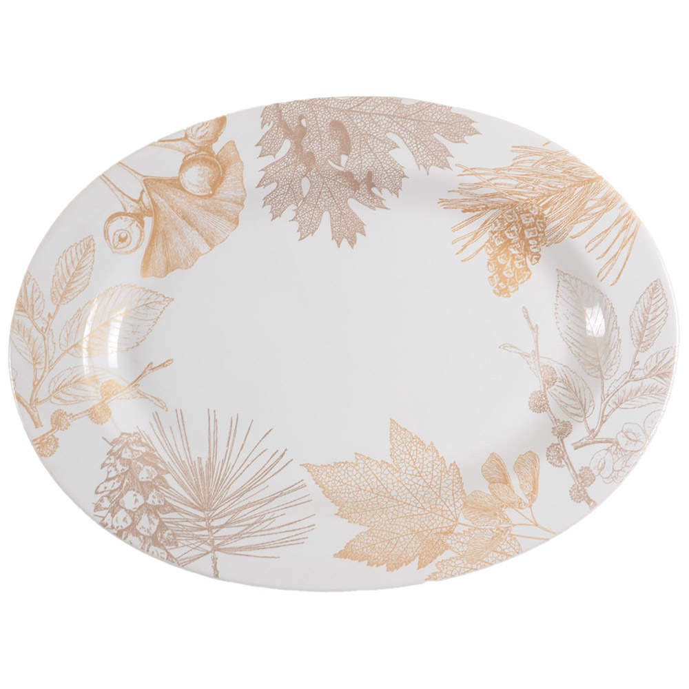 Golden Foliage 14" Oval Serving Platter by 222 Fifth (PTS)-1