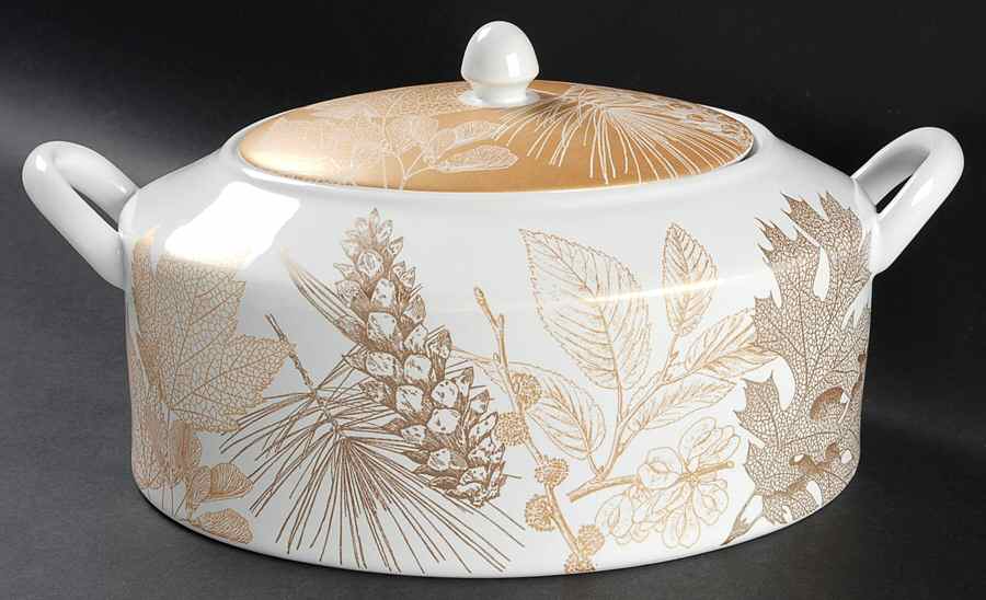 Golden Foliage Oval Covered Vegetable by 222 Fifth (PTS)-1