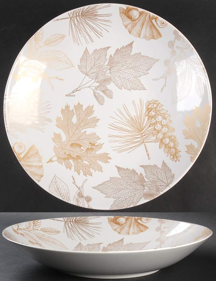 Golden Foliage 13" Pasta Serving Bowl by 222 Fifth (PTS)-1