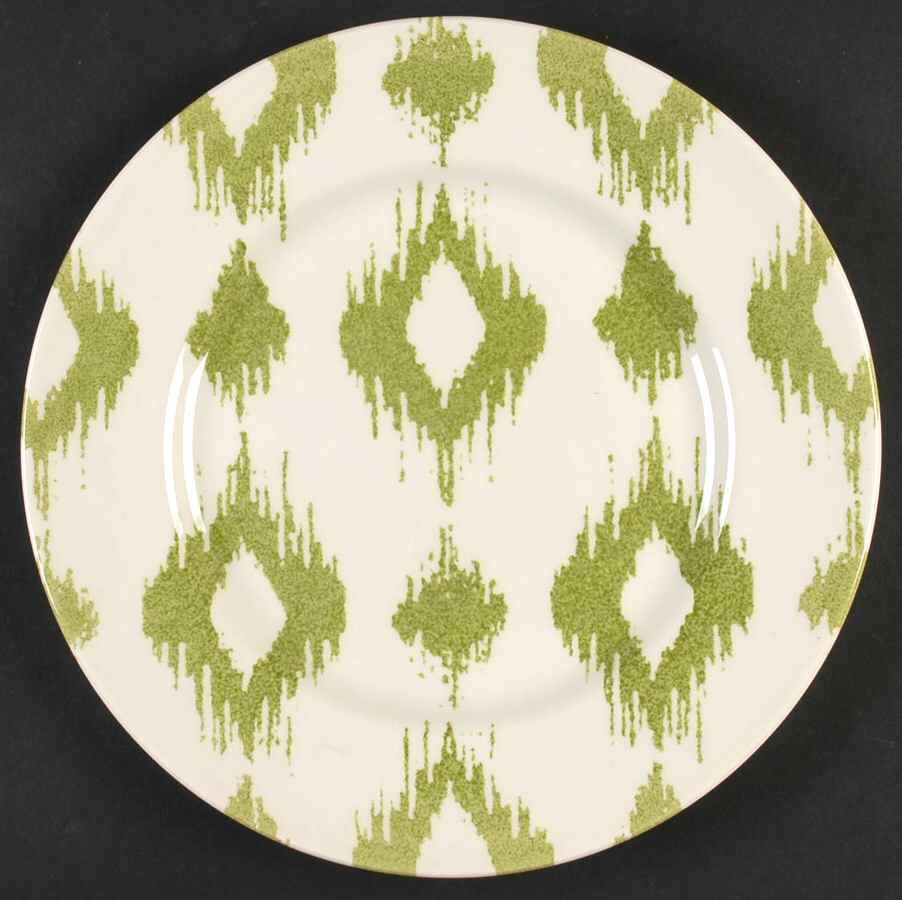 Ikat Lime Green Dinner Plate by Andrew Tanner-1